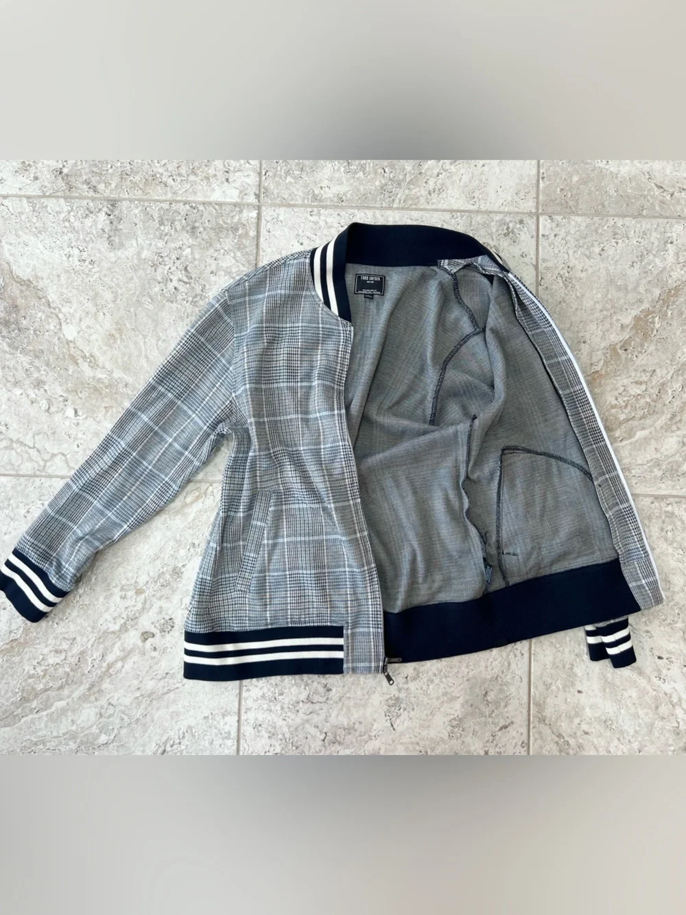 Todd Snyder Gentleman’s Tracksuit Grey Bomber Jacket Pants Plaid Houndstooth, L